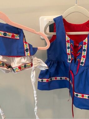 Blue Folk-Style Kids Costume Dress with Matching Hat - Unbranded Danish